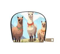 KKLWEGU Llama And Alpaca Credit Card Holder Wallet, Leather Zipper Card Wallet For Women Ladies Rfid Blocking Card Case Small Coin Purse Accordion Wallet Gift