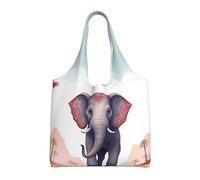 KKLWEGU Lucky Elephant Large Tote Bag For Women, Heavy Duty Foldable Shopping Tote Bag Shoulder Bag For Work Beach Travel