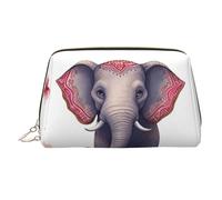 KKLWEGU Lucky Elephant Leather Makeup Bag Waterproof Cosmetic Bag Organizer Small Make Up Zipper Pouch Portable Travel Toiletry Bag For Women Girls, Gold, One Size