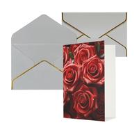 KKLWEGU Many red roses Greeting Card with Envelopes Thinking of You Card Happy Birthday Wedding Invitation Blank Note Cards for All Occasions 4x6