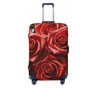 KKLWEGU Many Red Roses Luggage Cover Stretch Washable Suitcase Protector Suitcase Cover Anti-Scratch Luggage Sleeve Elastic Suitcase Case Protector Baggage Cover Fits 18-32 Inch, Black, S
