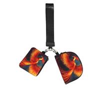 KKLWEGU Mini Zip Wristlet Wallets,Dual Pouch Keychain Wallet Orange Red Phoenix Key Chain Coin Purse Small Wallets For Women Orange Red Phoenix Sports Wristlet Pouch