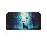 KKLWEGU Moonlight Deer Women'S Wallet Zip Around Travel Leather Wallet Card Holder Clucth Purse Gift For Women Ladies