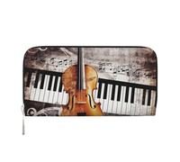 KKLWEGU Piano Violin Music Notes Women'S Wallet Zip Around Travel Leather Wallet Card Holder Clucth Purse Gift For Women Ladies