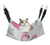 KKLWEGU Pink Flamingo Cat Hammock Summer Breathable Hanging Pet Cage Hammock Bed Adjustable Soft Sleeping Hammock for Cats Small Dogs Rabbits Medium