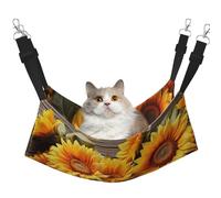 KKLWEGU Plants Theme Sunflower Cat Hammock Summer Breathable Hanging Pet Cage Hammock Bed Adjustable Soft Sleeping Hammock for Cats Small Dogs Rabbits Medium