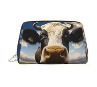 KKLWEGU Prairie Cow Leather Makeup Bag Waterproof Cosmetic Bag Organizer Small Make Up Zipper Pouch Portable Travel Toiletry Bag For Women Girls, Gold, One Size