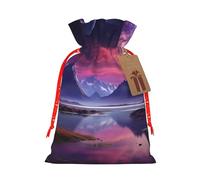 KKLWEGU Purple Sky Planet Christmas Drawstring Gift Bags Reusable Christmas Wrapping Bag W/Tags 4.7x6.9 Inch Xmas Treat Pouch Goody Bags Candy Treat Bag For Xmas Holiday Presents Party Favor