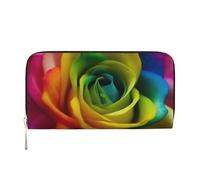 KKLWEGU Rainbow Flower Women'S Wallet Zip Around Travel Leather Wallet Card Holder Clucth Purse Gift For Women Ladies