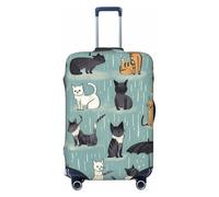 KKLWEGU Raining Cats & Dogs Luggage Cover Stretch Washable Suitcase Protector Suitcase Cover Anti-Scratch Luggage Sleeve Elastic Suitcase Case Protector Baggage Cover Fits 18-32 Inch, Black, S