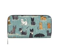 KKLWEGU Raining Cats & Dogs Women'S Wallet Zip Around Travel Leather Wallet Card Holder Clucth Purse Gift For Women Ladies