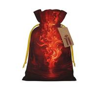 KKLWEGU Red Flame Christmas Drawstring Gift Bags Reusable Christmas Wrapping Bag W/Tags 4.7x6.9 Inch Xmas Treat Pouch Goody Bags Candy Treat Bag For Xmas Holiday Presents Party Favor
