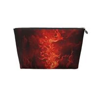 KKLWEGU Red Flame Cosmetic Bag Pu Leather Waterproof Makeup Bag Portable Travel Toiletry Bag Organizer Gold Zipper Pouch For Women Ladies Gift, Silver, One Size