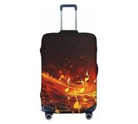 KKLWEGU Red Flame Music Note Luggage Cover Stretch Washable Suitcase Protector Suitcase Cover Anti-Scratch Luggage Sleeve Elastic Suitcase Case Protector Baggage Cover Fits 18-32 Inch