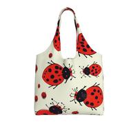 KKLWEGU Red Ladybug Large Tote Bag For Women, Heavy Duty Foldable Shopping Tote Bag Shoulder Bag For Work Beach Travel