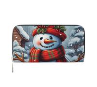 KKLWEGU Red Snowman Scraf Women'S Wallet Zip Around Travel Leather Wallet Card Holder Clucth Purse Gift For Women Ladies