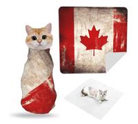 KKLWEGU Retro Canada Flag Cat Grooming Wrap for Cutting Nails 24"" X24,Soft Self-Adhesive Cat Wrap Anti-Scratch, Anti-Escape, Multifunctional Swaddle Wrap Pet Tool