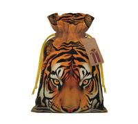 KKLWEGU Rising Sun Tiger Christmas Drawstring Gift Bags Reusable Christmas Wrapping Bag W/Tags 4.7x6.9 Inch Xmas Treat Pouch Goody Bags Candy Treat Bag For Xmas Holiday Presents Party Favor