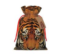 KKLWEGU Rising Sun Tiger Christmas Drawstring Gift Bags Reusable Christmas Wrapping Bag W/Tags 4.7x6.9 Inch Xmas Treat Pouch Goody Bags Candy Treat Bag For Xmas Holiday Presents Party Favor