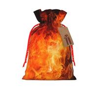 KKLWEGU Roaring Flame Christmas Drawstring Gift Bags Reusable Christmas Wrapping Bag W/Tags 4.7x6.9 Inch Xmas Treat Pouch Goody Bags Candy Treat Bag For Xmas Holiday Presents Party Favor