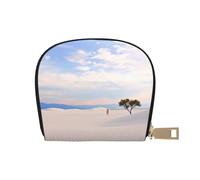KKLWEGU Romantic White Sand Landscape Credit Card Holder Wallet, Leather Zipper Card Wallet For Women Ladies Rfid Blocking Card Case Small Coin Purse Accordion Wallet Gift
