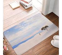 KKLWEGU Romantic White Sand Landscape Flannel Doormat 16 X 24 Inch Non-Slip Soft Welcome Door Mat Washable Absorbent Bath Rug Floor Mat Indoor/Outdoor Rug for Stylish Kitchen Bedroom Bathroom Decor