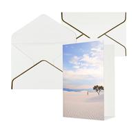 KKLWEGU Romantic White Sand Landscape Greeting Card with Envelopes Thinking of You Card Happy Birthday Wedding Invitation Blank Note Cards for All Occasions 4x6