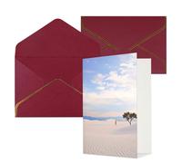KKLWEGU Romantic White Sand Landscape Greeting Card with Envelopes Thinking of You Card Happy Birthday Wedding Invitation Blank Note Cards for All Occasions 4x6