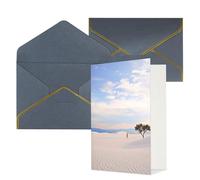 KKLWEGU Romantic White Sand Landscape Greeting Card with Envelopes Thinking of You Card Happy Birthday Wedding Invitation Blank Note Cards for All Occasions 4x6