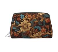 KKLWEGU Set Of Ornate Floral Leather Makeup Bag Waterproof Cosmetic Bag Organizer Small Make Up Zipper Pouch Portable Travel Toiletry Bag For Women Girls, Silver, One size