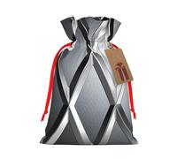 KKLWEGU Silver Geometric Figure Christmas Drawstring Gift Bags Reusable Christmas Wrapping Bag W/Tags 8.3x11.8 Inch Xmas Treat Pouch Goody Bags Candy Treat Bag For Xmas Holiday Presents Party Favor