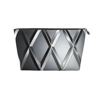 KKLWEGU Silver Geometric Figure Cosmetic Bag Pu Leather Waterproof Makeup Bag Portable Travel Toiletry Bag Organizer Gold Zipper Pouch For Women Ladies Gift, Silver, One Size