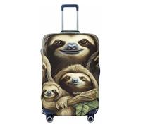 KKLWEGU Sloth Family Luggage Cover Stretch Washable Suitcase Protector Suitcase Cover Anti-Scratch Luggage Sleeve Elastic Suitcase Case Protector Baggage Cover Fits 18-32 Inch, Black, M