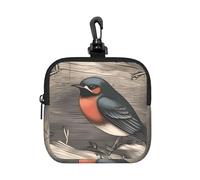 KKLWEGU Small Neoprene Pouch, Mini Portable Makeup Bag With Carabiner Keychain Waterproof Travel Coin Purse Storage Bag Barn Swallow In Graphite Clutch Cosmetic Organizer For Women