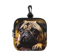 KKLWEGU Small Neoprene Pouch, Mini Portable Makeup Bag With Carabiner Keychain Waterproof Travel Coin Purse Storage Bag Cry Pug Clutch Cosmetic Organizer For Women