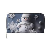 KKLWEGU Snowman Stars And Snowflakes Women'S Wallet Zip Around Travel Leather Wallet Card Holder Clucth Purse Gift For Women Ladies