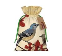 KKLWEGU Songbirds Christmas Drawstring Gift Bags Reusable Christmas Wrapping Bag W/Tags 4.7x6.9 Inch Xmas Treat Pouch Goody Bags Candy Treat Bag For Xmas Holiday Presents Party Favor
