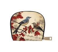 KKLWEGU Songbirds Credit Card Holder Wallet, Leather Zipper Card Wallet For Women Ladies Rfid Blocking Card Case Small Coin Purse Accordion Wallet Gift