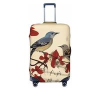 KKLWEGU Songbirds Luggage Cover Stretch Washable Suitcase Protector Suitcase Cover Anti-Scratch Luggage Sleeve Elastic Suitcase Case Protector Baggage Cover Fits 18-32 Inch, Black, L