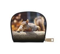 KKLWEGU Squirrel Just Laying Credit Card Holder Wallet, Leather Zipper Card Wallet For Women Ladies Rfid Blocking Card Case Small Coin Purse Accordion Wallet Gift