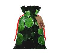 KKLWEGU St Patricks Day Leaves Christmas Drawstring Gift Bags Reusable Christmas Wrapping Bag W/Tags 4.7x6.9 Inch Xmas Treat Pouch Goody Bags Candy Treat Bag For Xmas Holiday Presents Party Favor