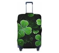 KKLWEGU St Patricks Day Leaves Luggage Cover Stretch Washable Suitcase Protector Suitcase Cover Anti-Scratch Luggage Sleeve Elastic Suitcase Case Protector Baggage Cover Fits 18-32 Inch, Black, M