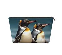 KKLWEGU Stylish Animal Penguin Cosmetic Bag Pu Leather Waterproof Makeup Bag Portable Travel Toiletry Bag Organizer Gold Zipper Pouch For Women Ladies Gift, Gold, One Size