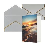 KKLWEGU Sunset View on The Beach Shore Greeting Card with Envelopes Thinking of You Card Happy Birthday Wedding Invitation Blank Note Cards for All Occasions 4x6