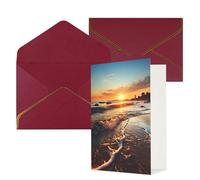 KKLWEGU Sunset View on The Beach Shore Greeting Card with Envelopes Thinking of You Card Happy Birthday Wedding Invitation Blank Note Cards for All Occasions 4x6