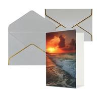 KKLWEGU The Beach Sunset Greeting Card with Envelopes Thinking of You Card Happy Birthday Wedding Invitation Blank Note Cards for All Occasions 4x6