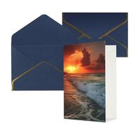 KKLWEGU The Beach Sunset Greeting Card with Envelopes Thinking of You Card Happy Birthday Wedding Invitation Blank Note Cards for All Occasions 4x6