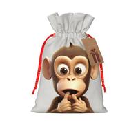KKLWEGU The Silent Monkey Christmas Drawstring Gift Bags Reusable Christmas Wrapping Bag W/Tags 8.3x11.8 Inch Xmas Treat Pouch Goody Bags Candy Treat Bag For Xmas Holiday Presents Party Favor