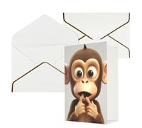 KKLWEGU The silent monkey Greeting Card with Envelopes Thinking of You Card Happy Birthday Wedding Invitation Blank Note Cards for All Occasions 4x6