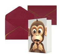 KKLWEGU The silent monkey Greeting Card with Envelopes Thinking of You Card Happy Birthday Wedding Invitation Blank Note Cards for All Occasions 4x6